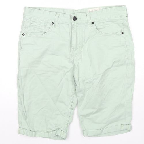 Denim & Co. Mens Green Cotton Bermuda Shorts Size 32 in L10 in Regular Zip