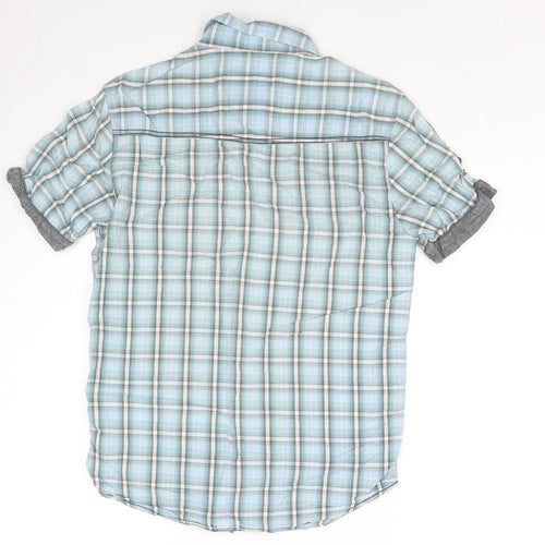 UrbanSpirit Mens Blue Check Cotton Button-Up Size S Collared Button
