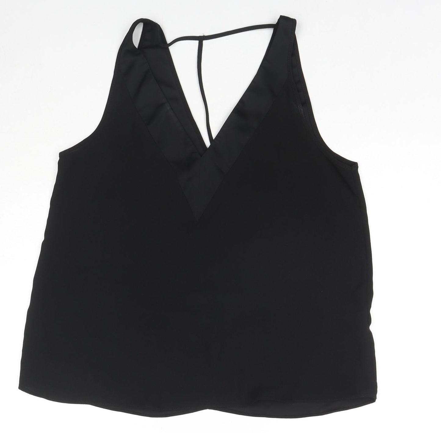 River Island Womens Black Polyester Basic Tank Size 14 V-Neck