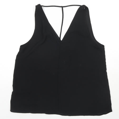 River Island Womens Black Polyester Basic Tank Size 14 V-Neck