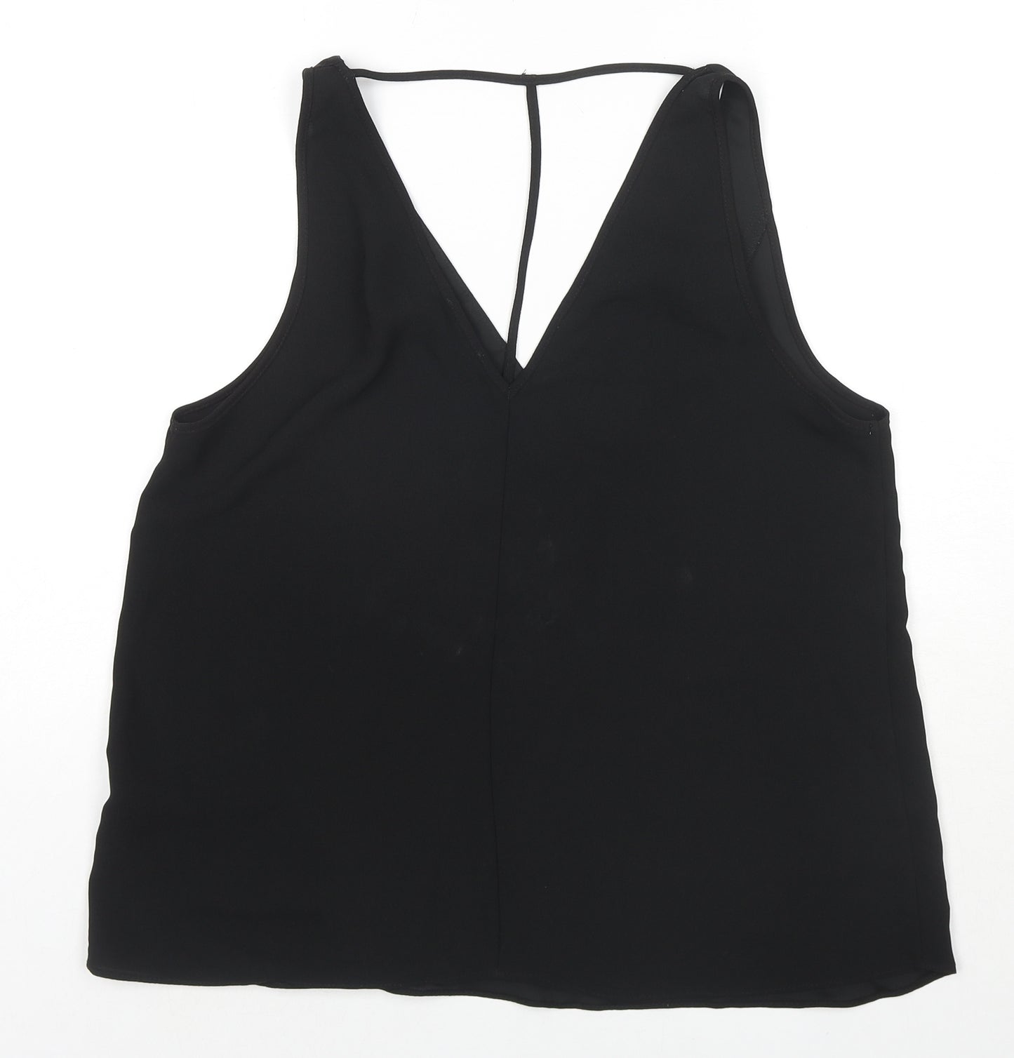 River Island Womens Black Polyester Basic Tank Size 14 V-Neck