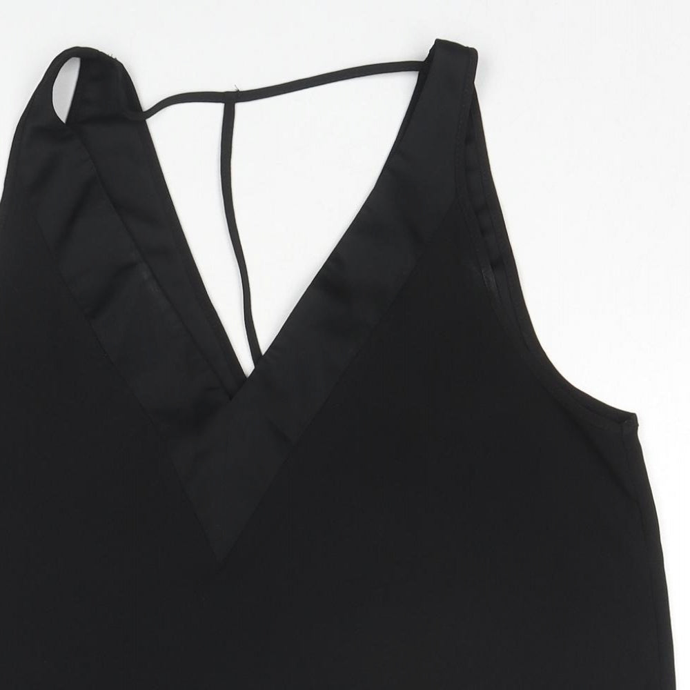 River Island Womens Black Polyester Basic Tank Size 14 V-Neck