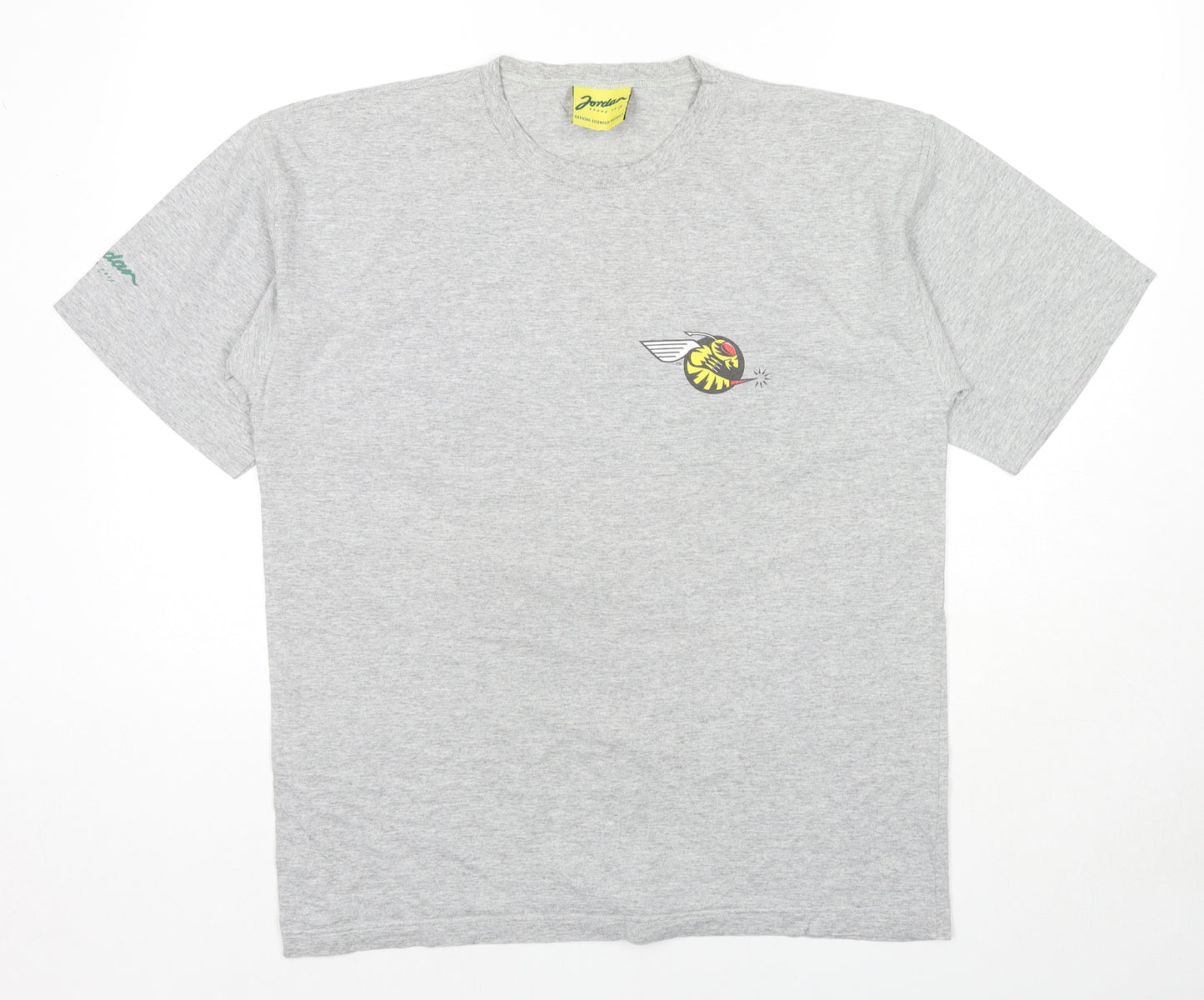 Jordan Mens Grey Cotton T-Shirt Size M Round Neck - Bee