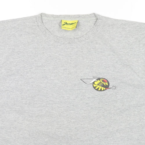 Jordan Mens Grey Cotton T-Shirt Size M Round Neck - Bee
