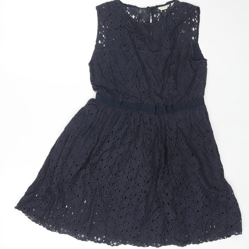 Jack Wills Womens Blue Cotton Fit & Flare Size 12 Round Neck Zip
