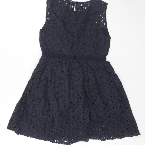 Jack Wills Womens Blue Cotton Fit & Flare Size 12 Round Neck Zip
