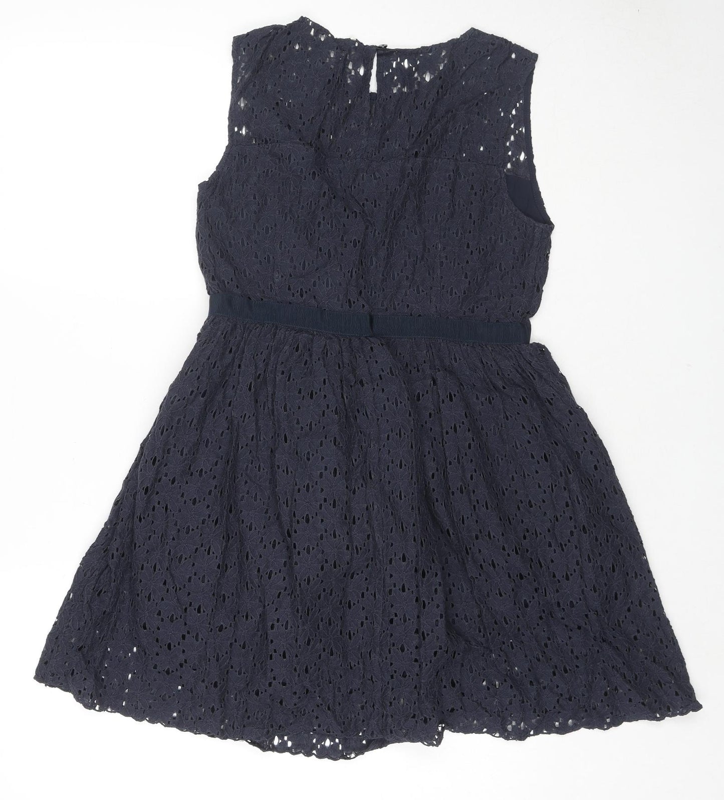 Jack Wills Womens Blue Cotton Fit & Flare Size 12 Round Neck Zip