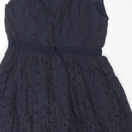 Jack Wills Womens Blue Cotton Fit & Flare Size 12 Round Neck Zip