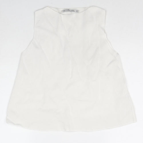 Zara Womens White Viscose Basic Tank Size M Round Neck