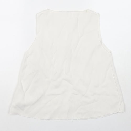 Zara Womens White Viscose Basic Tank Size M Round Neck