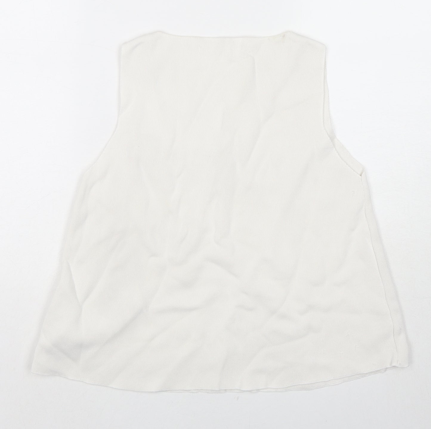 Zara Womens White Viscose Basic Tank Size M Round Neck