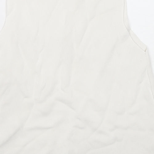 Zara Womens White Viscose Basic Tank Size M Round Neck