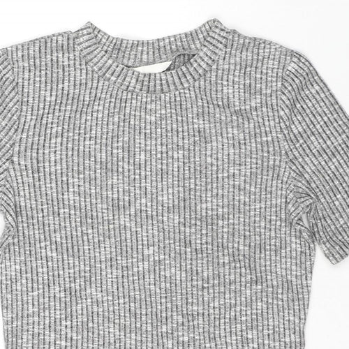 H&M Womens Grey Viscose Jersey T-Shirt Size S Round Neck