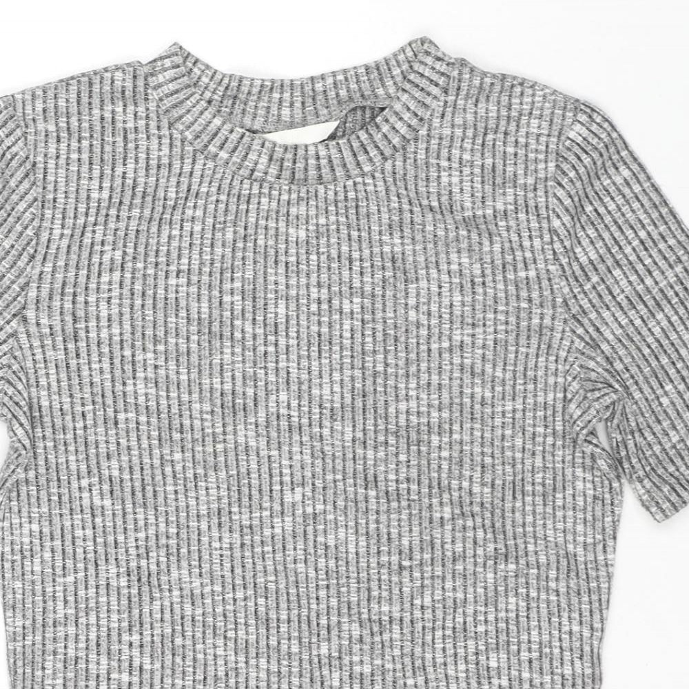 H&M Womens Grey Viscose Jersey T-Shirt Size S Round Neck