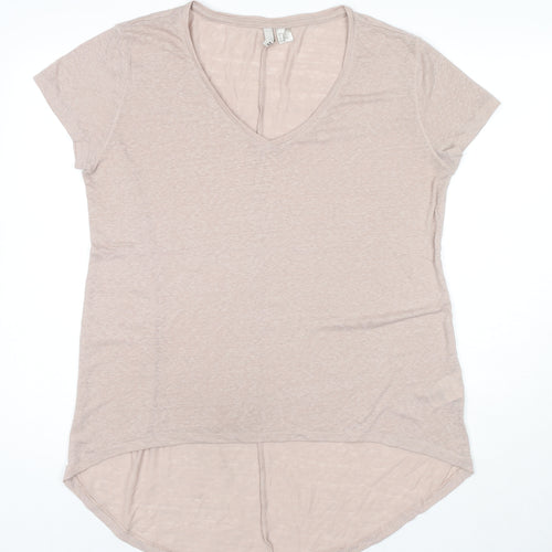 H&M Womens Beige Cotton Basic T-Shirt Size M Round Neck