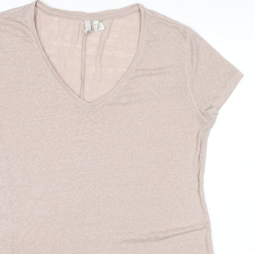 H&M Womens Beige Cotton Basic T-Shirt Size M Round Neck