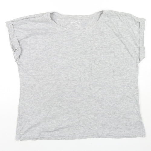 H&M Womens Grey Cotton Basic T-Shirt Size L Round Neck