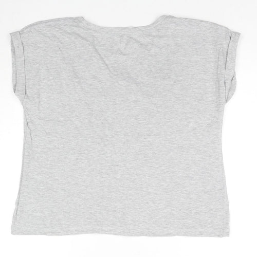 H&M Womens Grey Cotton Basic T-Shirt Size L Round Neck