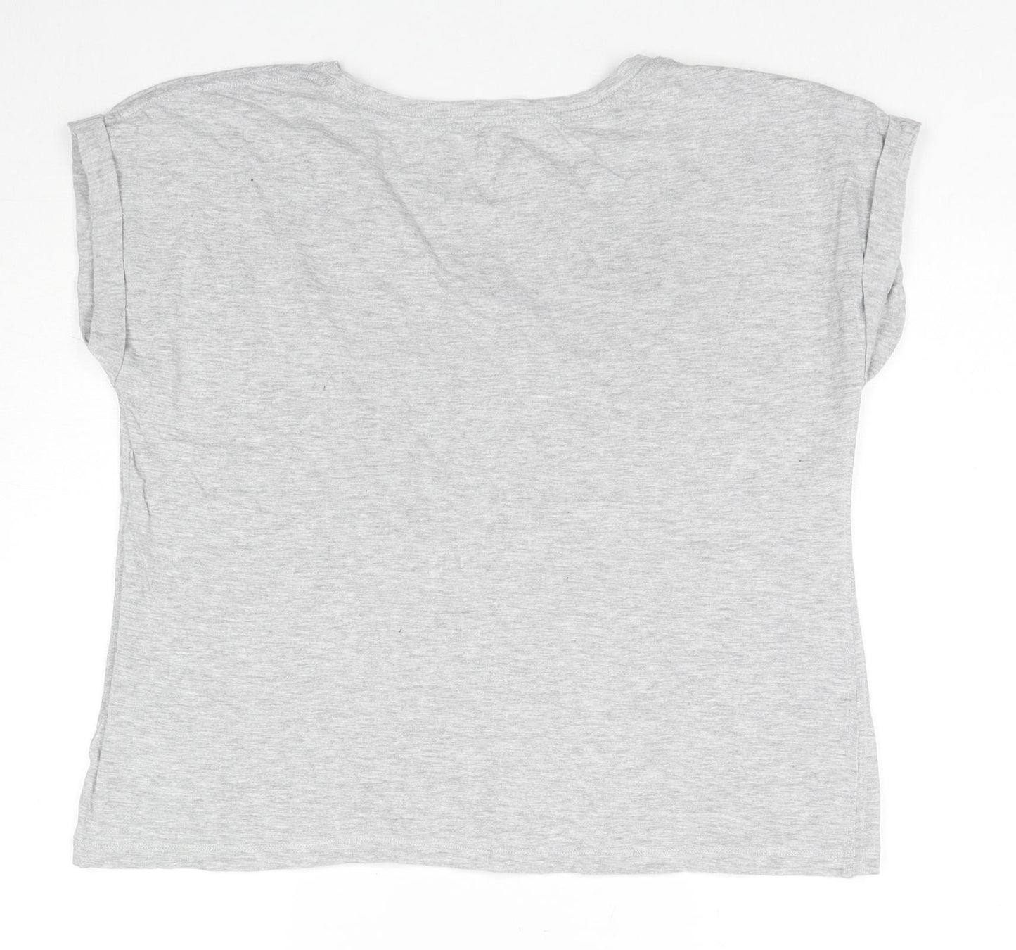 H&M Womens Grey Cotton Basic T-Shirt Size L Round Neck