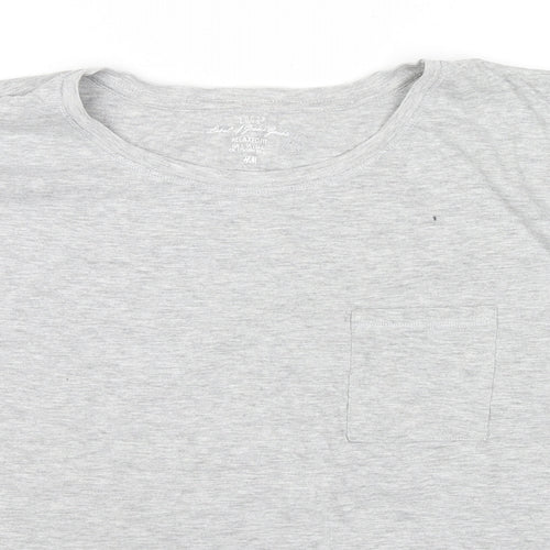 H&M Womens Grey Cotton Basic T-Shirt Size L Round Neck