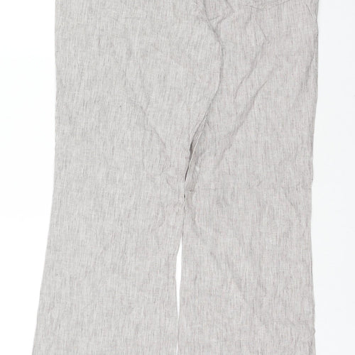 Per Una Womens Beige Striped Linen Trousers Size 10 L32 in Regular Zip