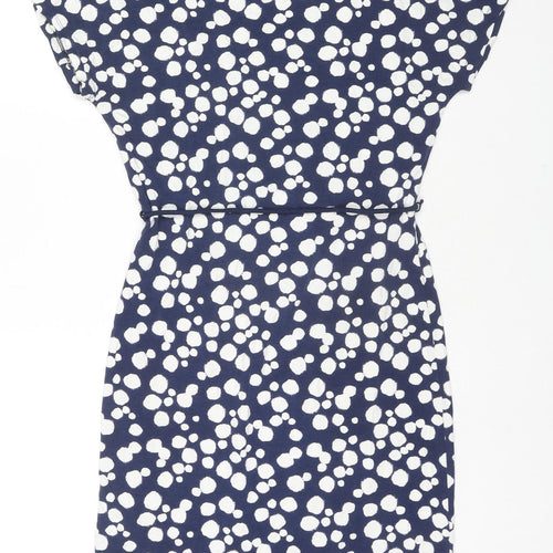 Hobbs Womens Blue Polka Dot Viscose A-Line Size 8 Cowl Neck Pullover