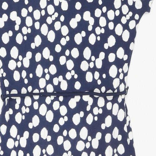 Hobbs Womens Blue Polka Dot Viscose A-Line Size 8 Cowl Neck Pullover