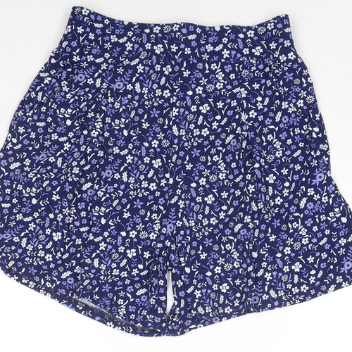 Ellie B Womens Blue Floral Polyester Basic Shorts Size 10 L6 in Regular Pull On - Size 10-12