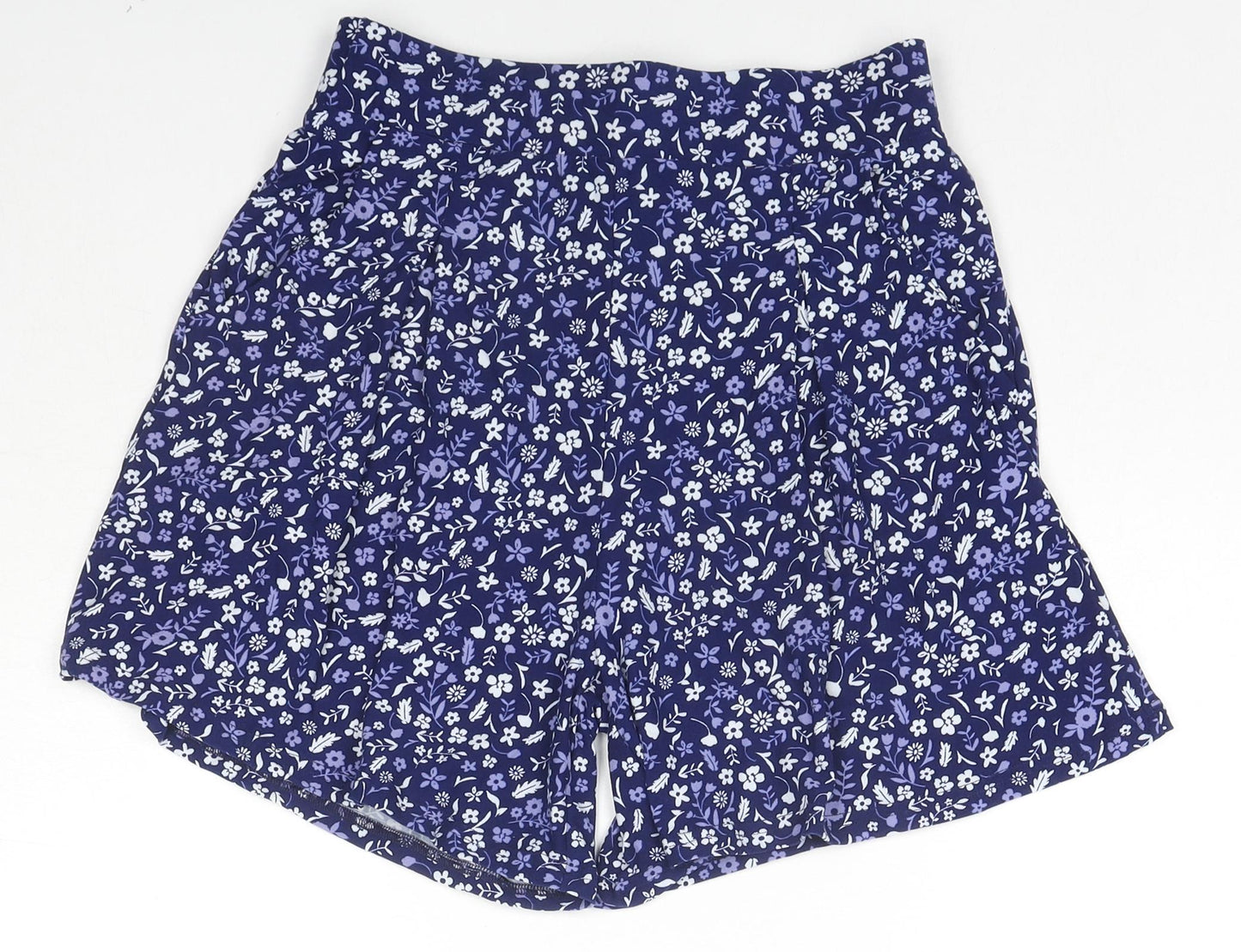 Ellie B Womens Blue Floral Polyester Basic Shorts Size 10 L6 in Regular Pull On - Size 10-12