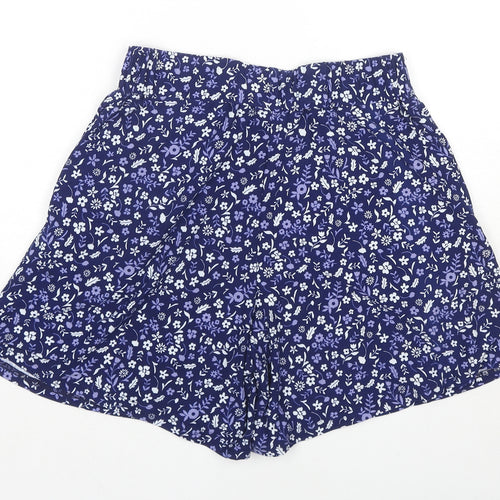 Ellie B Womens Blue Floral Polyester Basic Shorts Size 10 L6 in Regular Pull On - Size 10-12