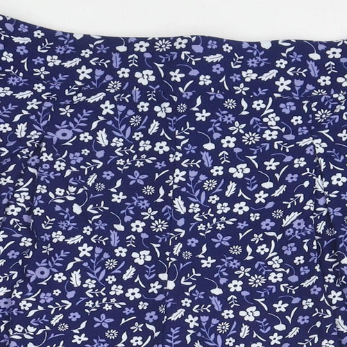 Ellie B Womens Blue Floral Polyester Basic Shorts Size 10 L6 in Regular Pull On - Size 10-12