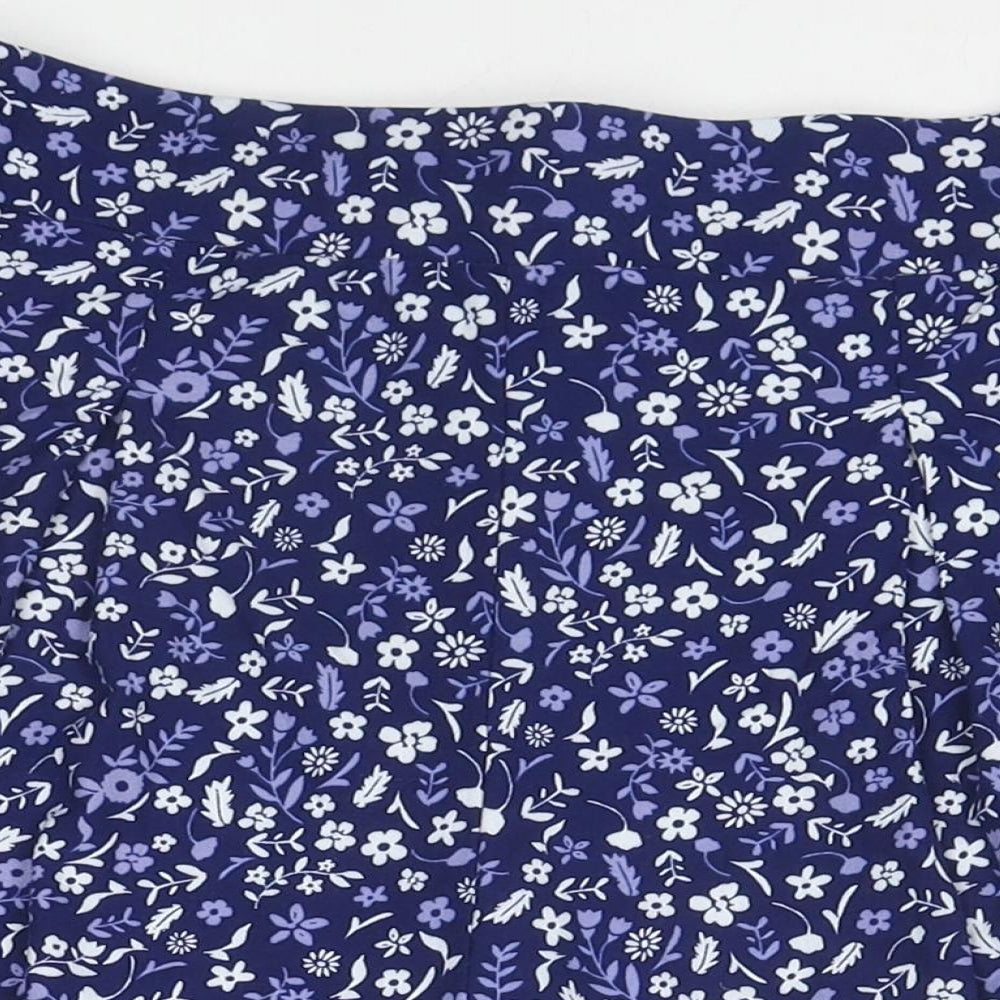Ellie B Womens Blue Floral Polyester Basic Shorts Size 10 L6 in Regular Pull On - Size 10-12