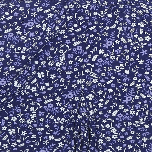 Ellie B Womens Blue Floral Polyester Basic Shorts Size 10 L6 in Regular Pull On - Size 10-12
