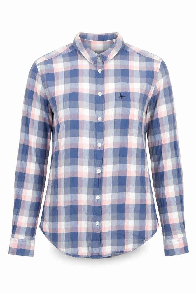 Jack Wills Womens Blue Check Cotton Basic Button-Up Size 8 Collared