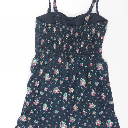 AE Womens Blue Floral Cotton Tank Dress Size 12 Sweetheart Pullover
