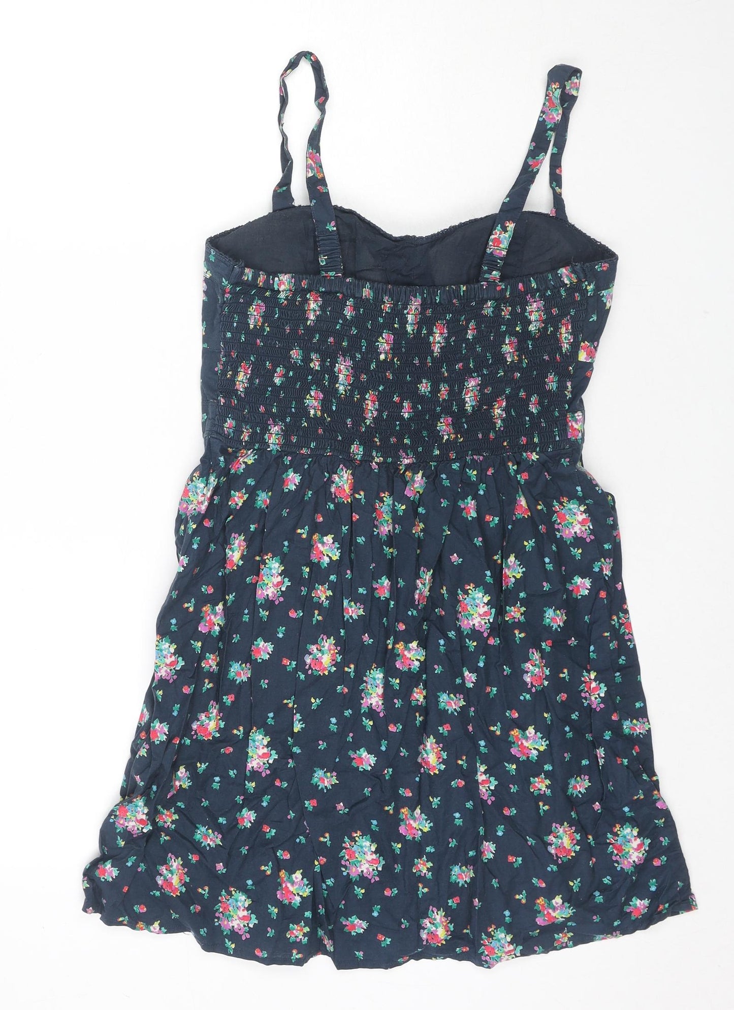 AE Womens Blue Floral Cotton Tank Dress Size 12 Sweetheart Pullover