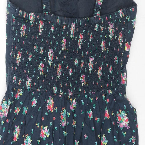 AE Womens Blue Floral Cotton Tank Dress Size 12 Sweetheart Pullover