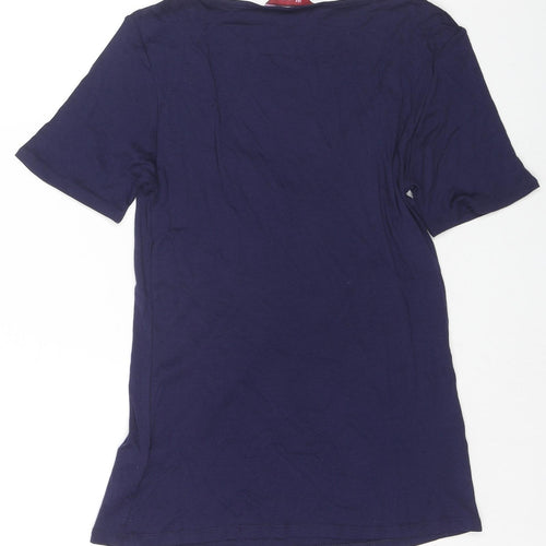 Monsoon Womens Blue Viscose Basic T-Shirt Size 12 Scoop Neck