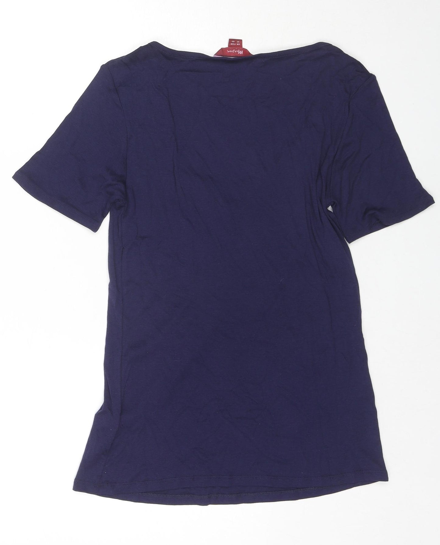 Monsoon Womens Blue Viscose Basic T-Shirt Size 12 Scoop Neck