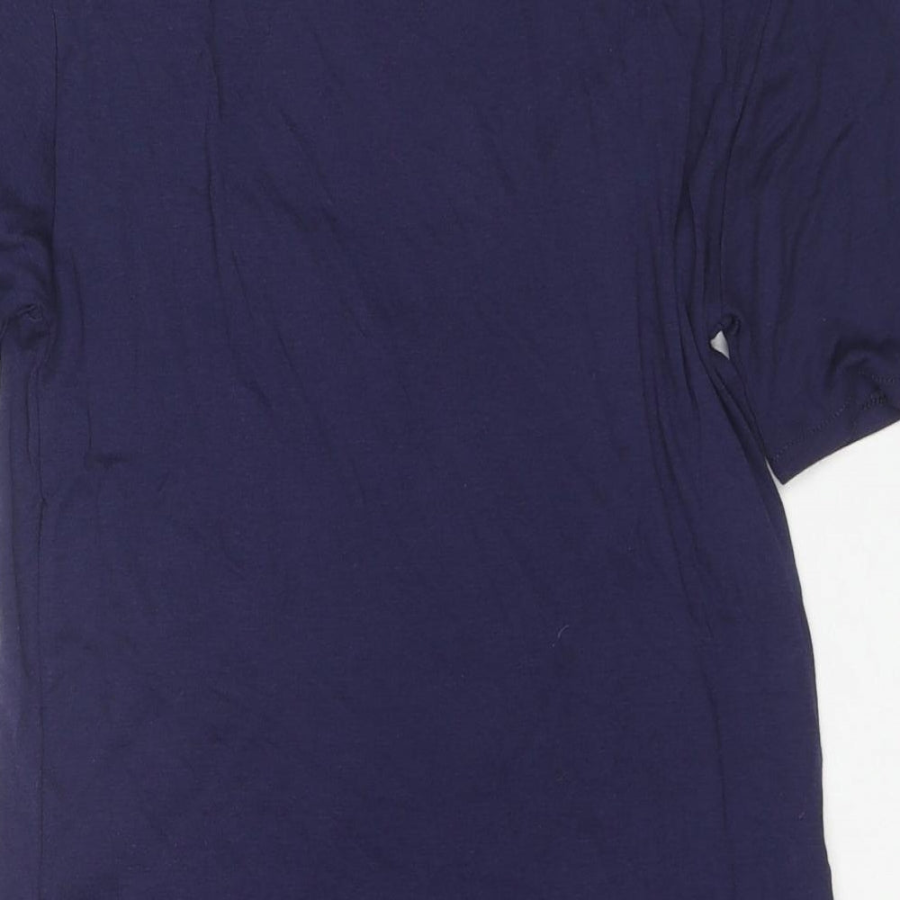 Monsoon Womens Blue Viscose Basic T-Shirt Size 12 Scoop Neck