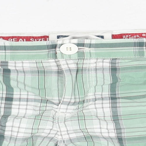 Superdry Womens Green Check Cotton Hot Pants Shorts Size L L3 in Regular Zip
