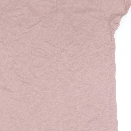H&M Womens Beige Cotton Basic T-Shirt Size M V-Neck