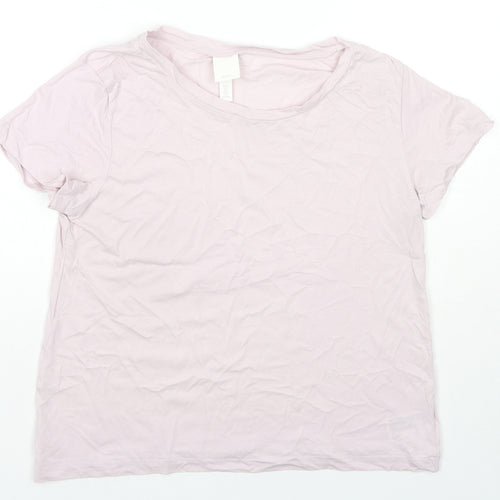 H&M Womens Pink Cotton Basic T-Shirt Size S Round Neck