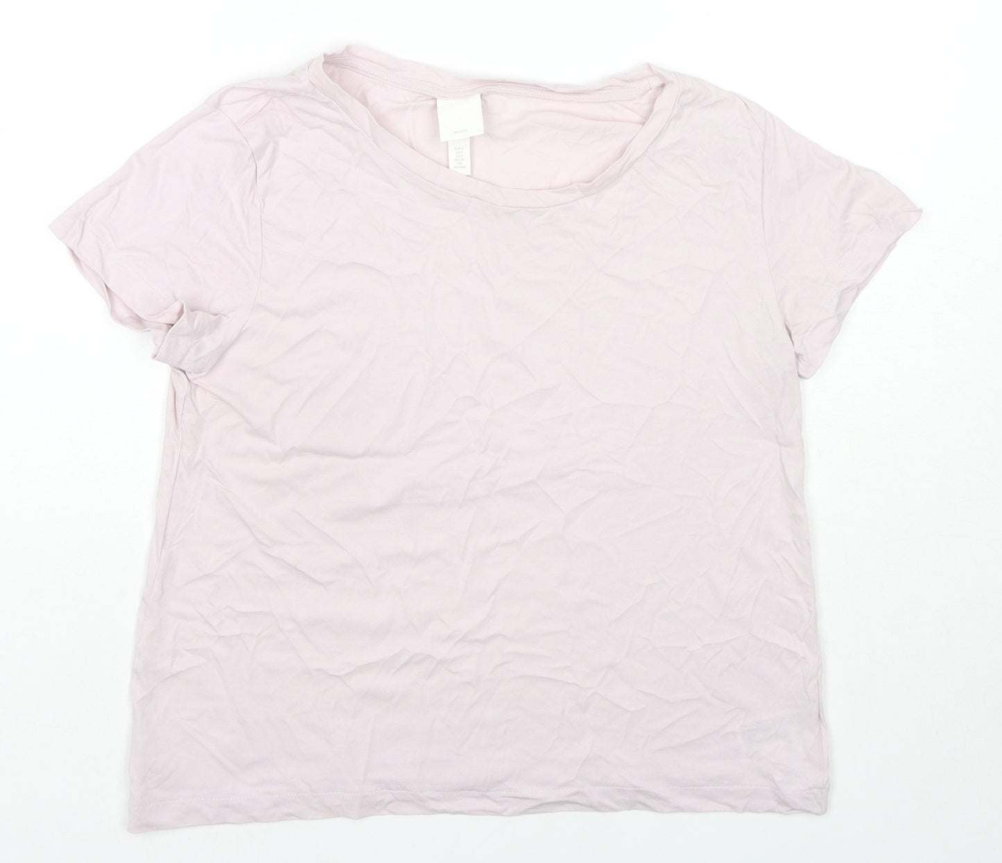 H&M Womens Pink Cotton Basic T-Shirt Size S Round Neck