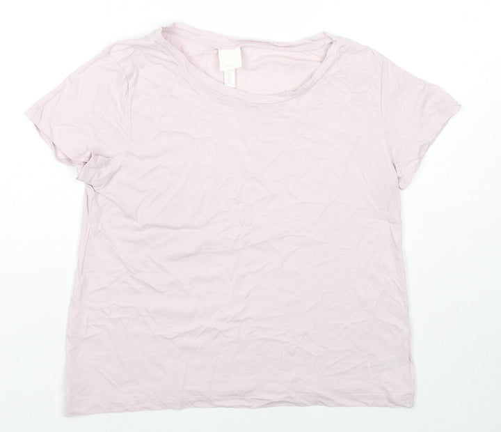 H&M Womens Pink Cotton Basic T-Shirt Size S Round Neck