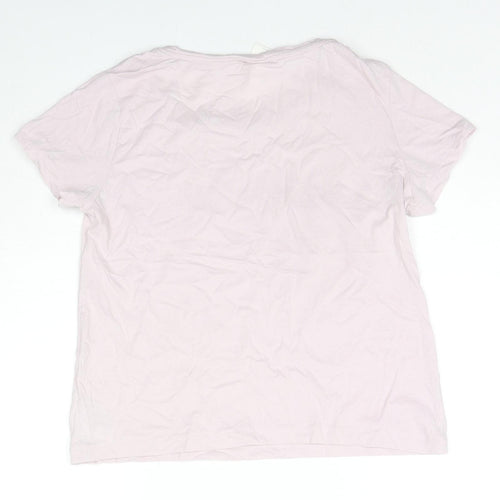 H&M Womens Pink Cotton Basic T-Shirt Size S Round Neck