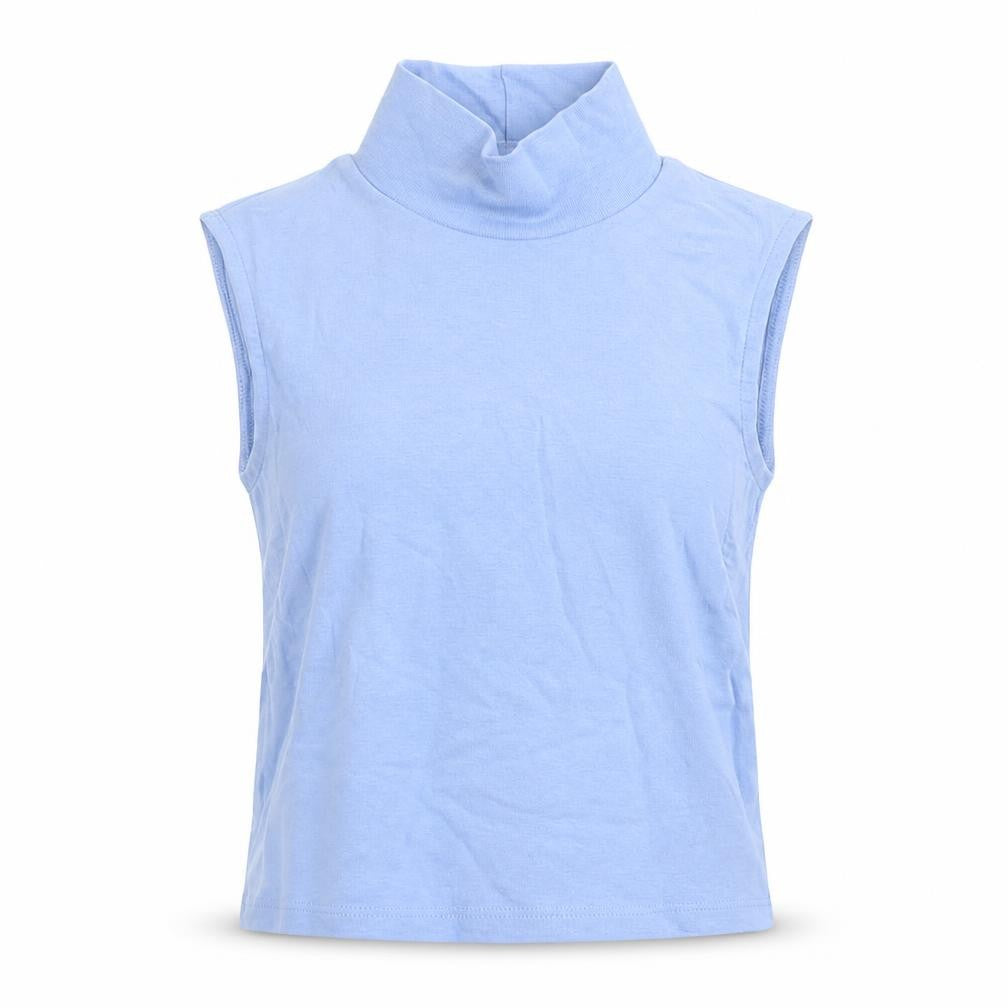 Bershka Womens Blue Cotton Cropped Tank Size S High Neck