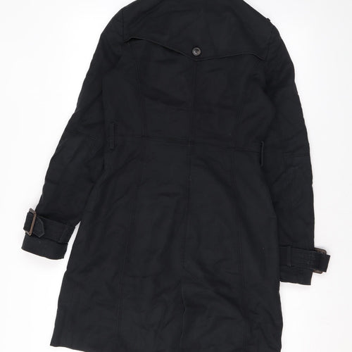 Zara Womens Black Trench Coat Jacket Size XS Button