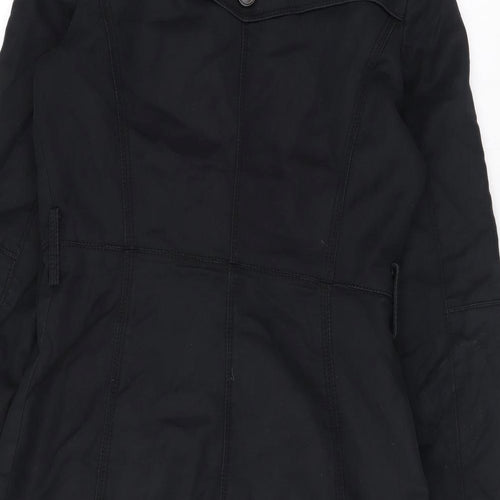 Zara Womens Black Trench Coat Jacket Size XS Button