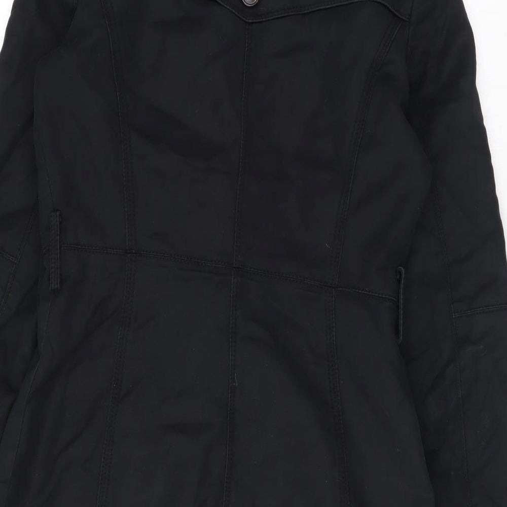 Zara Womens Black Trench Coat Jacket Size XS Button